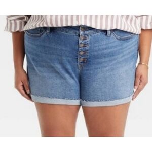 Ava & Viv Mid Rise Button Fly Jean Shorts Medium wash Size 26W